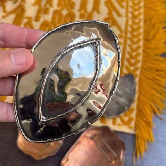 Lot of 5 Handmade Metal Belt Buckles and 3 Woven Sashes - Picture 9 of 12